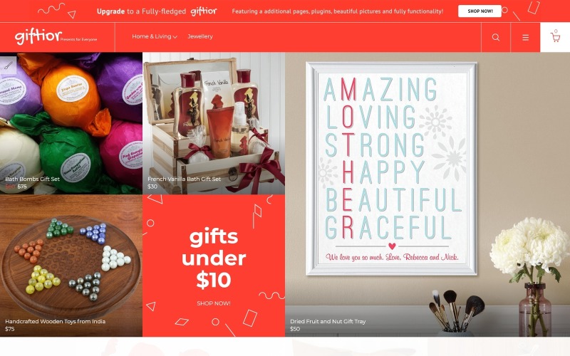 Giftior – Ajándékbolt többoldalas kreatív ingyenes OpenCart sablon