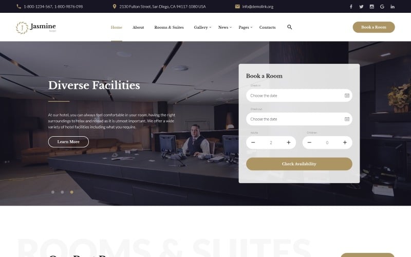 Jasmine - Hotel Classic Multipage HTML5 Web Template