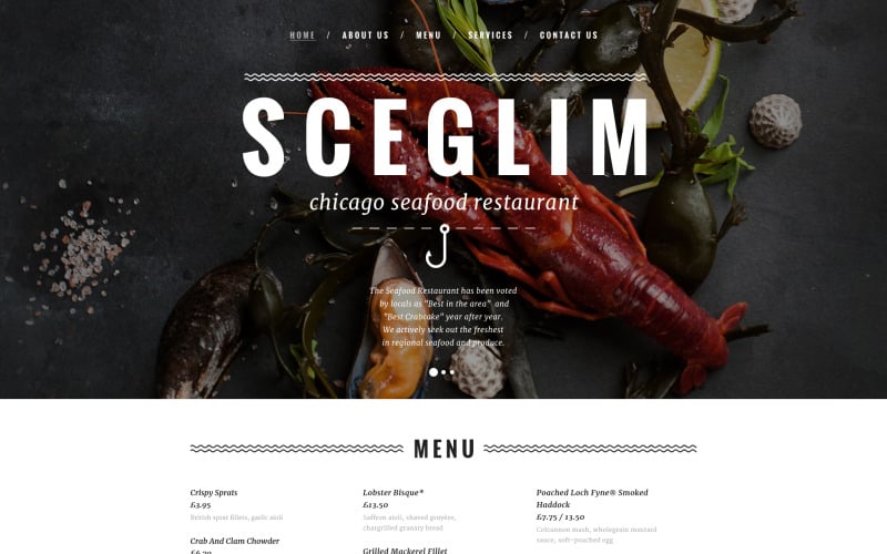 Responsive Website-Vorlage für Meeresfrüchte-Restaurants