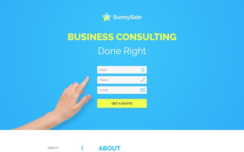 SunnySide - Минимальный HTML шаблон целевой страницы дизайн-студии