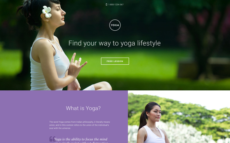 Yoga Responsive Landing Page Szablon