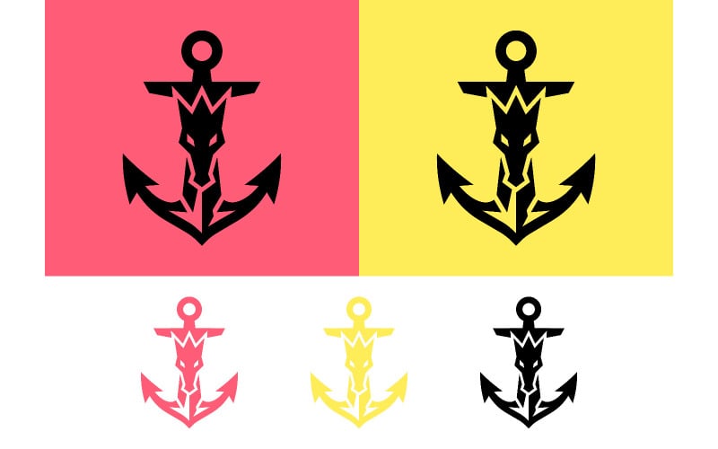 Kotva s dračí hlavou heraldika pro fantasy logo.