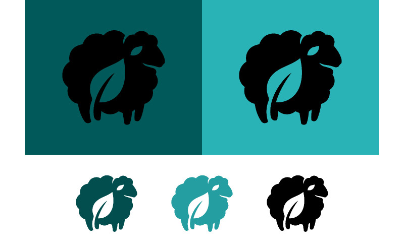 Eenvoudig schaapsilhouet met bladlogo.