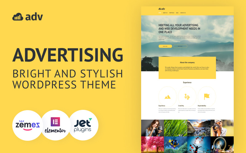 Adv - WordPress-thema voor marketing- en reclamebureaus, perfect voor de website van een creatief bedrijf.