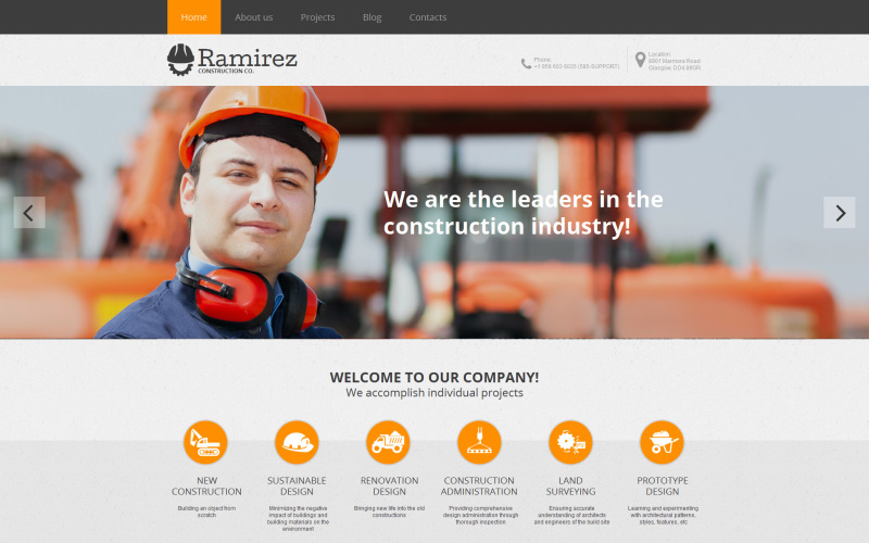 строительная компания moto cms html шаблон