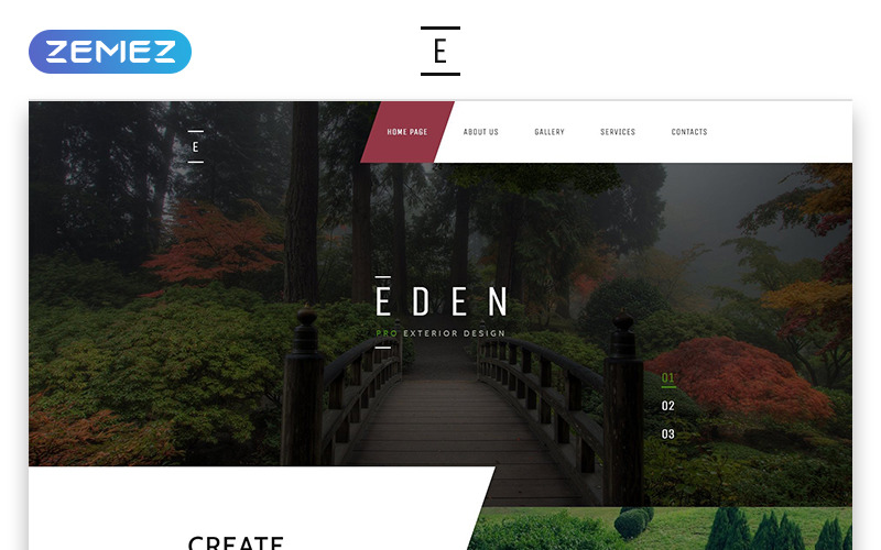 Eden - Modelo de site HTML responsivo moderno com design exterior