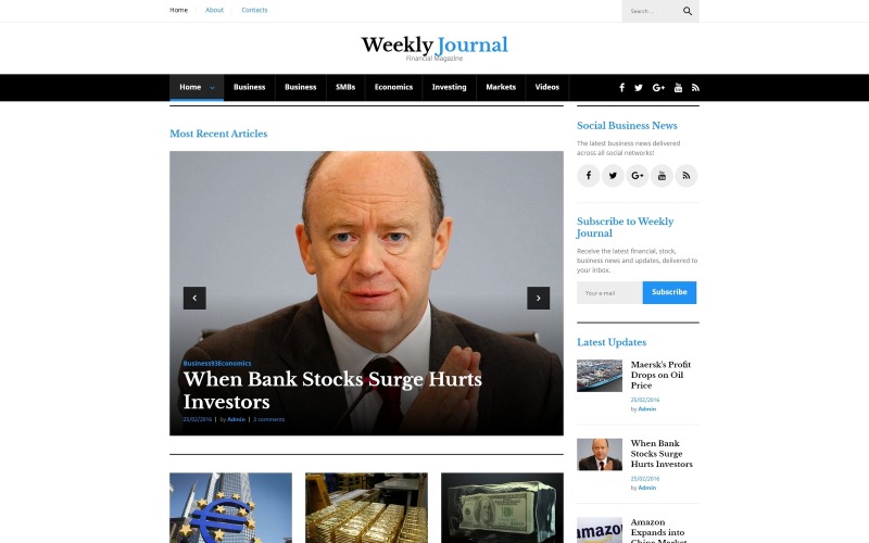Pénzügyi hírek és folyóiratok WordPress téma