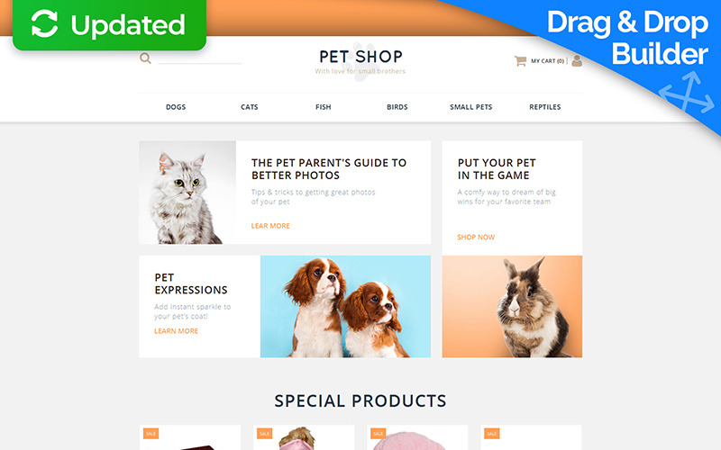Pet Shop MotoCMS e-kereskedelmi sablon
