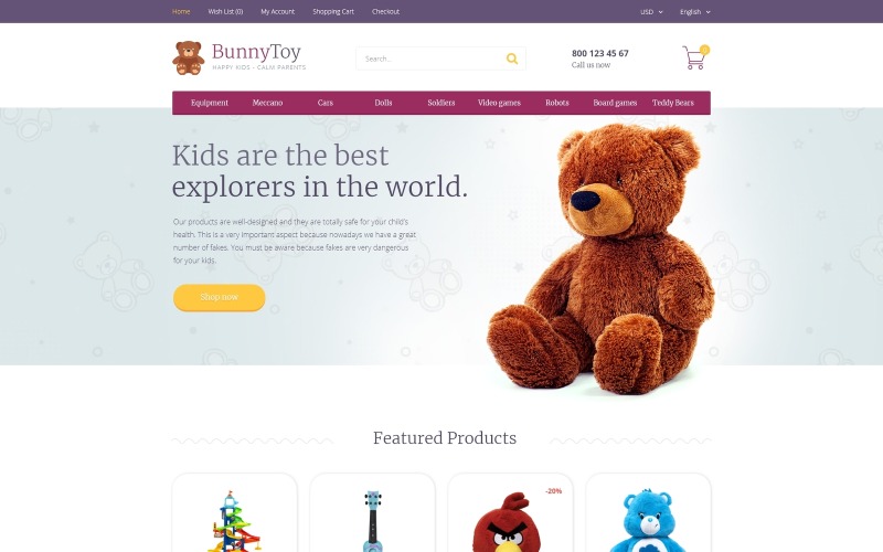 Шаблон OpenCart Bunny Toy