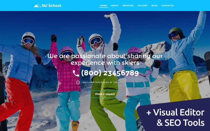 Snowboarding & Ski School Moto CMS 3 Template