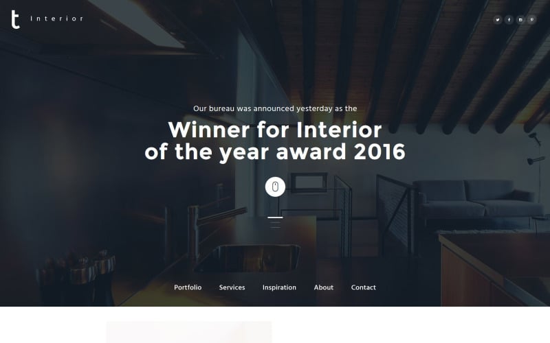 Szablon strony internetowej z meblami do wnętrz