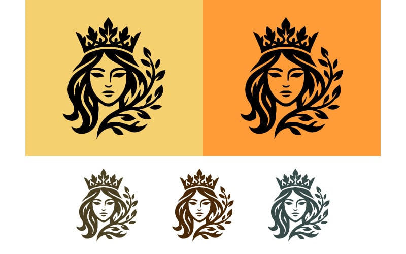 Femme avec logo couronne et branche.