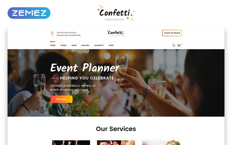 Confetti - Presentbutik Flersidig elegant HTML-webbplatsmall