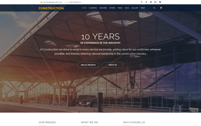 Konstruktion multipurpose webbplats mall