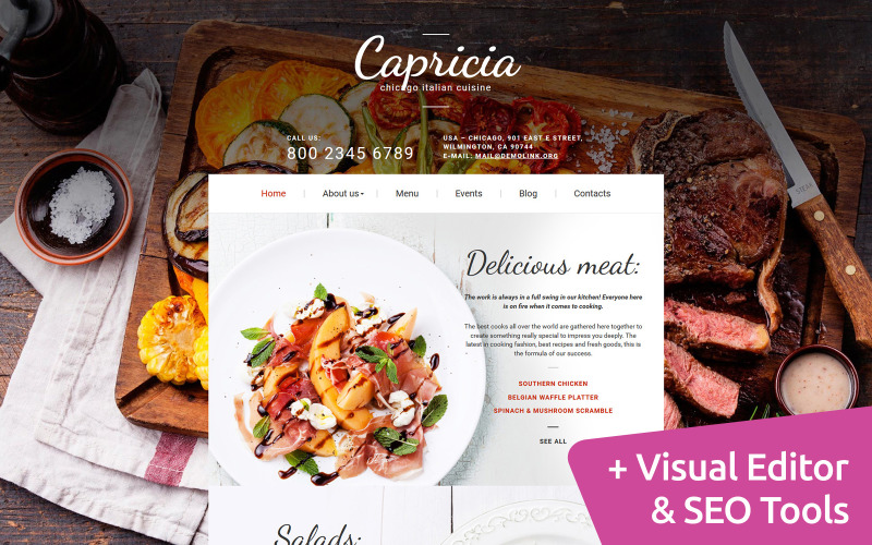 Capricia - modelo de restaurante Moto CMS 3