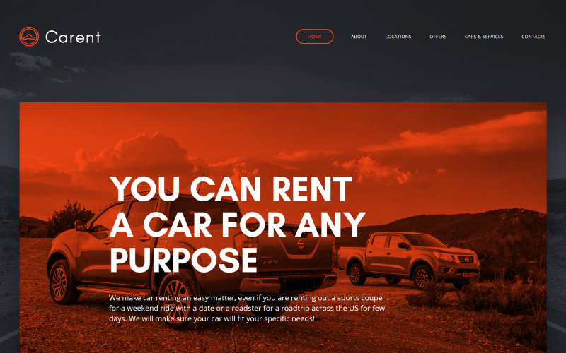 Carent - Адаптивний шаблон веб-сайту для прокату автомобілів