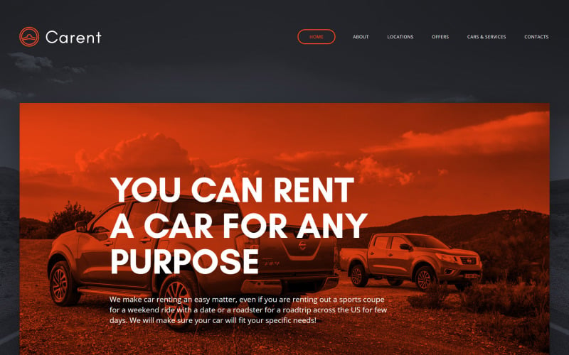 Carent - Modelo de site responsivo para aluguel de automóveis