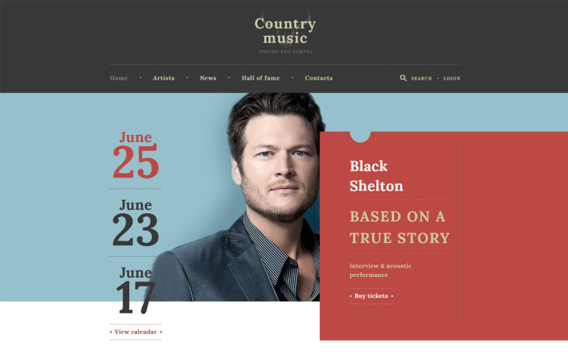 Countrymuziek - Muzikant responsieve websitesjabloon met meerdere pagina's