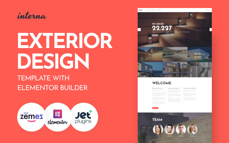 Interna - Plantilla de diseño exterior con tema WordPress Elementor Builder