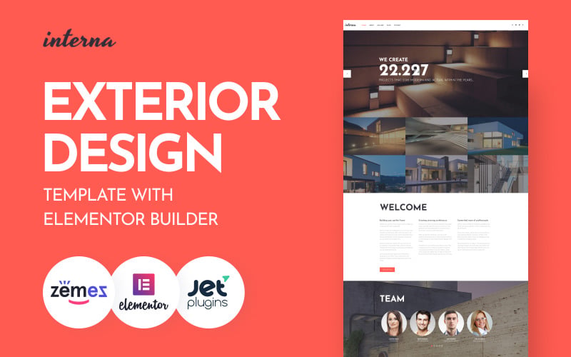 Interna - WordPress-thema voor architectenbureaus en exterieurontwerp met Elementor Builder