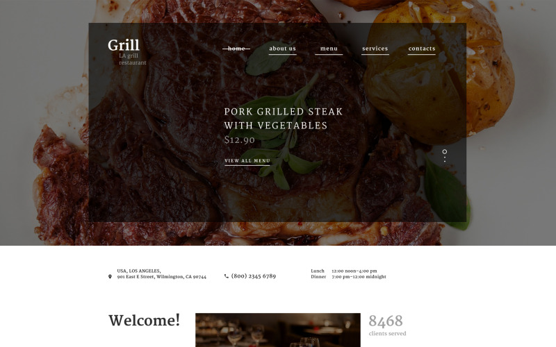Modelo de site responsivo de restaurante de churrasco