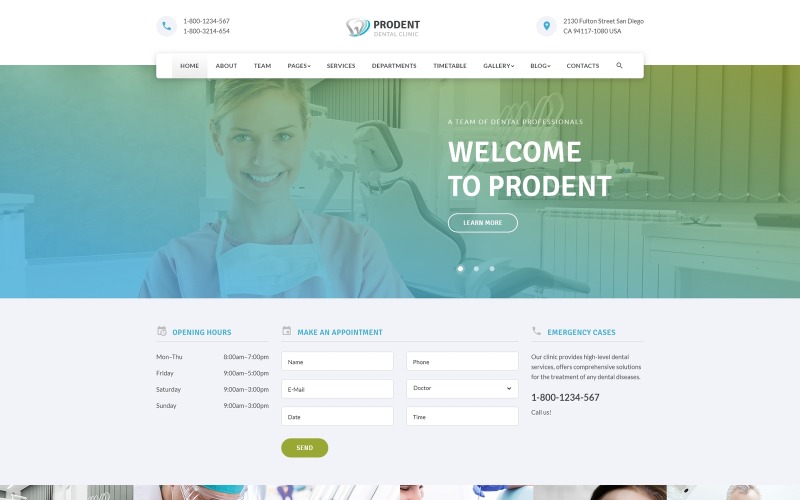 Prodent - Стоматологія Багатосторінковий чистий Bootstrap HTML шаблон веб-сайту