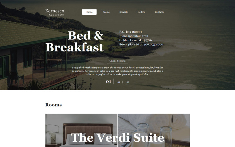 Šablona webových stránek pro rezervace hotelů a pokojů