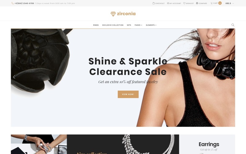 магазин ювелирных изделий и аксессуаров отзывчивая тема woocommerce