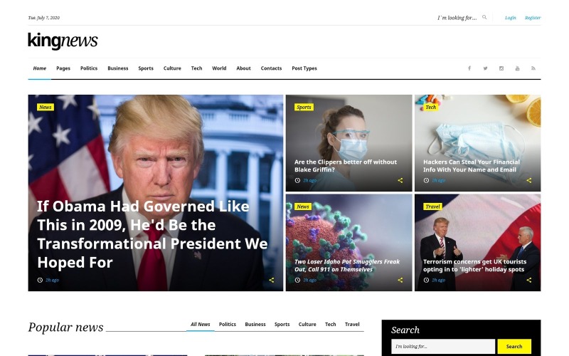 KingNews - Modello di sito web reattivo per portale di notizie