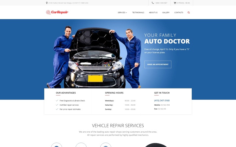 Réparation automobile - Modèle de site Web réactif pour le service de réparation automobile