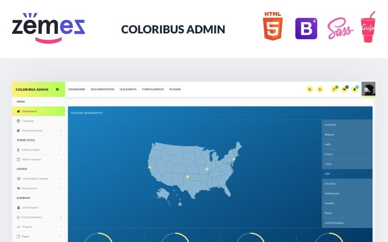 Coloribus Admin - Plantilla de administración limpia de panel multifuncional