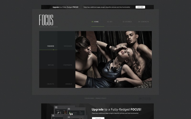 Focus - Портфоліо фотографа Безкоштовний стильний шаблон Joomla