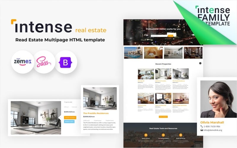 Intense - Modèle de site Web HTML5 pour l'immobilier