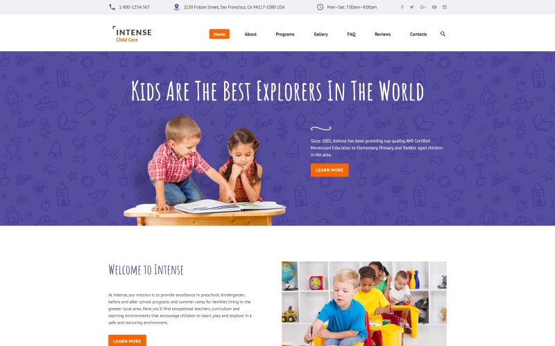 Intenzív gyermekgondozási webhelysablon