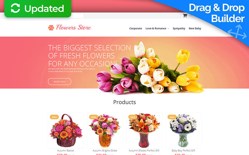 Modello di e-commerce MotoCMS per negozio di fiori