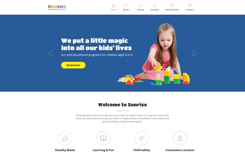 Sunrise - Kids Center & Kindergarten Responsive Website Template