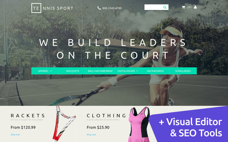 Tennis Store MotoCMS e-commerce sjabloon