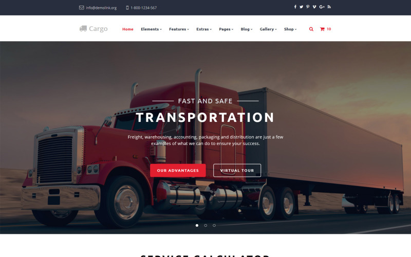 Вантаж - Шаблон веб-сайту багатоцільового перевезення
