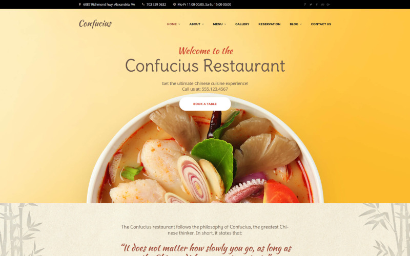Confucius - Tema WordPress responsivo de restaurante chinês