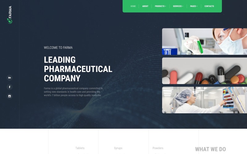 Farma - lékárna, vícestránková čistá bootstrap HTML webová šablona