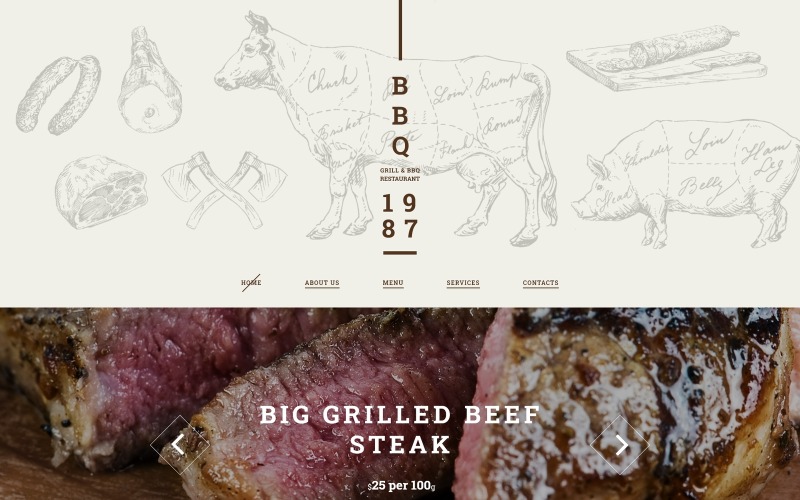 Grillrestaurang Responsiv webbplatsmall