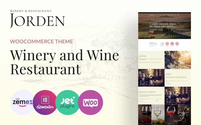Jorden - WordPress-thema voor wijn- en wijnbedrijven, speciaal ontworpen voor websites van wijngaarden.