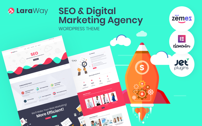 Laraway - Thème WordPress pour agence SEO et marketing digital, idéal pour les sites web de services publicitaires.