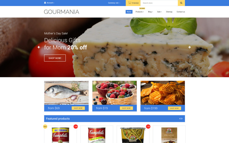 Тема Gourmania Shopify