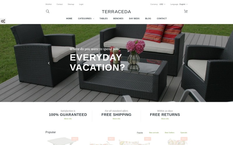 Terraceda - Kültéri bútorok PrestaShop téma