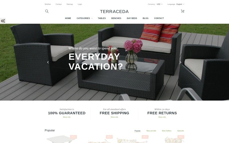 Terraceda - Thème PrestaShop pour mobilier d'extérieur