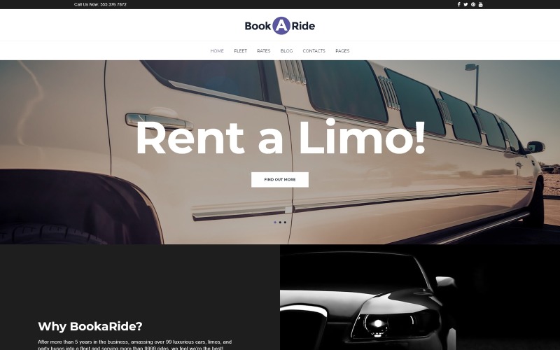 BookaRide - Tema WordPress de serviços de aluguel de carros de limusine