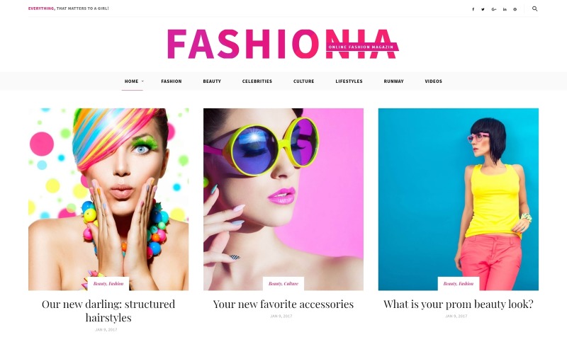 Fashionia - WordPress téma reagující na online módní časopisy