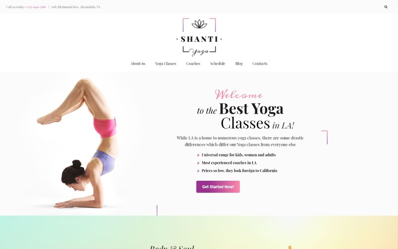 Shanti - motyw WordPress Yoga Studio
