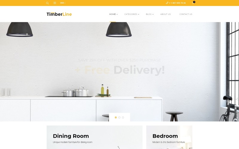 Timberline - Тема WooCommerce для мебельного магазина